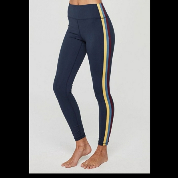 Spiritual Gangster Pants - Spiritual Gangster Navy Hi Vibe Stripe Leggings